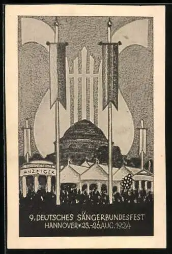 AK Hannover, 9. Deutsches Sängerfest 1924, Festzelte und Fahnen