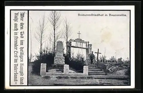 AK Bouconville, Eingang zum Soldatenfriedhof