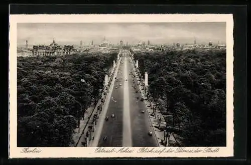 AK Berlin-Tiergarten, Ostwest-Achse, Blick auf die Türme der Stadt