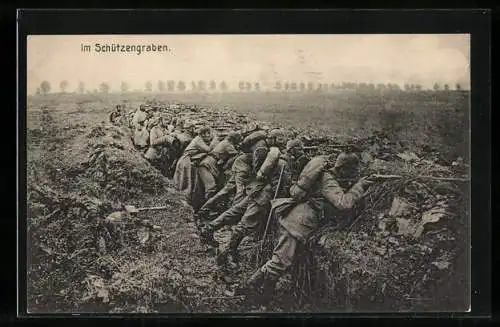 AK Soldaten mit Gewehren im Schützengraben