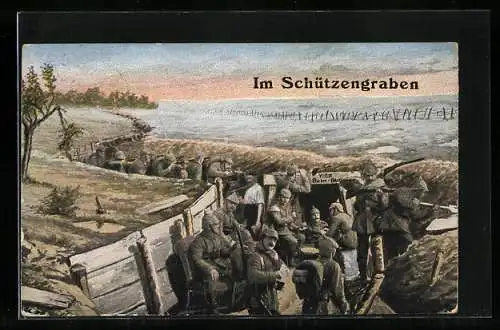 AK Soldaten in Uniform im Schützengraben