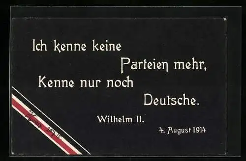 AK Ich kenne keine Parteien mehr..., Wilhelm II., Spruch