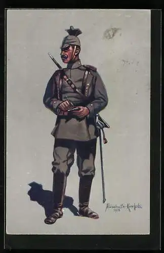 Künstler-AK A. Lüschwitz-Kureffski: Gefreiter des 1. Bayr. Ulanen-Regiments Kaiser Wilhelm II, (Bamberg)