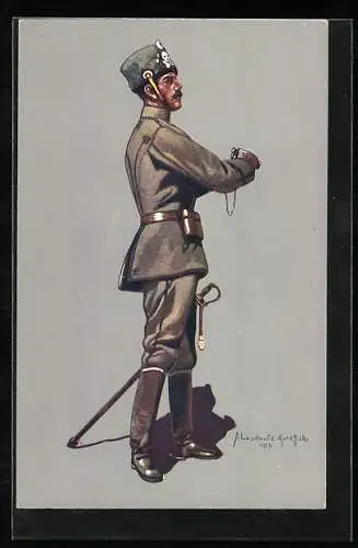 AK Stabsoffizier des 1. Leib-Husaren-Regiments Nr. 1 (Danzig-Langfuhr), 1914-15, Feld-Uniform