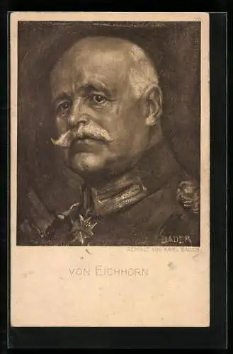 Künstler-AK Portrait General von Eichhorn in Uniform