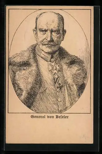 AK Heerführer General von Beseler in Uniform mit Orden