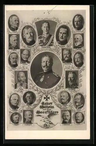 AK Kaiser Wilhelm und seine Heerführer v. Falkenhayn, v. Zwehl und v. Stein