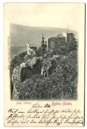Relief-AK Baden-Baden, Das Alte Schloss, Ruine