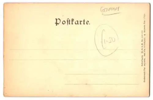 Relief-AK Rüdesheim / Rhein, Uferpartie mit Segelboot