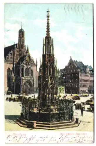 Relief-AK Nürnberg, Der Schöne Brunnen