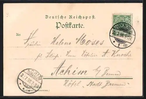 Lithographie Hannover, Restaurant und Kaffeegarten Pferdethurm, Strassenbahn
