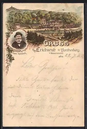 Lithographie Benthe, Gasthaus Erichsruh, Vater Rehbock