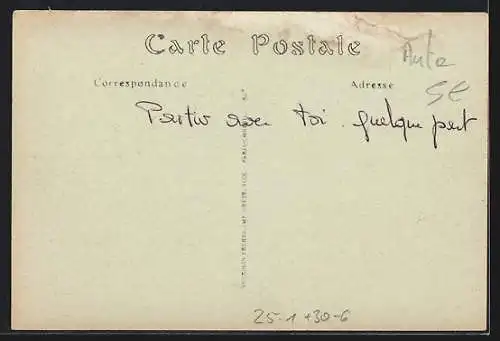 AK Cormicy, Auto auf einer Strasse mit Häuserruinen