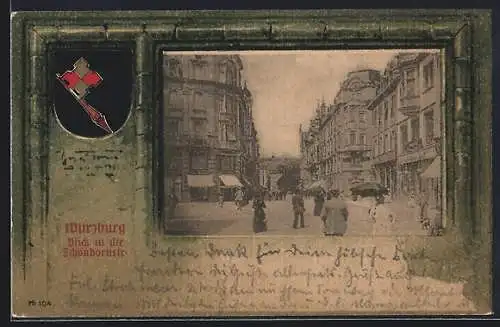 AK Würzburg, Blick in die Schönbornstrasse, Wappen