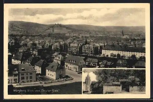 AK Würzburg, Blick vom Café Letzter Hieb, Bes. Otto Stattelmann