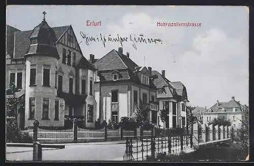 AK Erfurt, Hohenzollernstrasse mit Villen