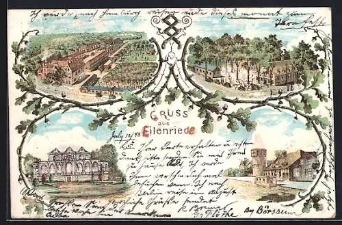 Lithographie Hannover, Eilenriede, Pferdethurm, Bischofshole, Döhrener Thurm