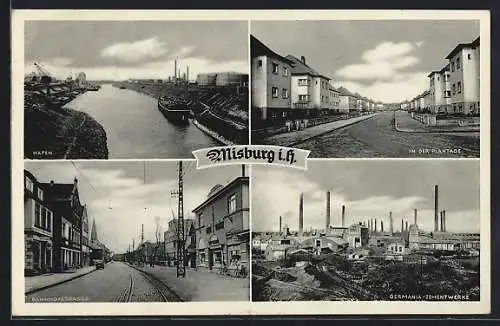 AK Misburg, Germania-Zementwerke, In der Plantage, Sicht in die Bahnhofstrasse