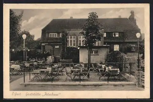 AK Erfurt, Gaststätte Peterborn A. Hildebrandt mit Garten