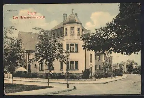 AK Erfurt, Ecke Hohenzollernstrasse mit Villen