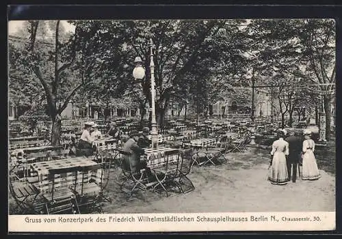 AK Berlin, Friedrich Wilhelmstädtisches Schauspielhaus, Konzertpark, Chausseestrasse 30