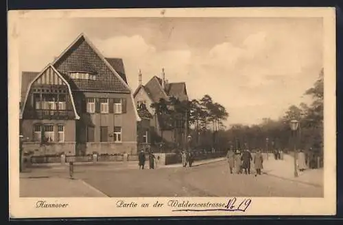 AK Hannover, Partie an der Walderseestrasse, mit Haus Nr. 19