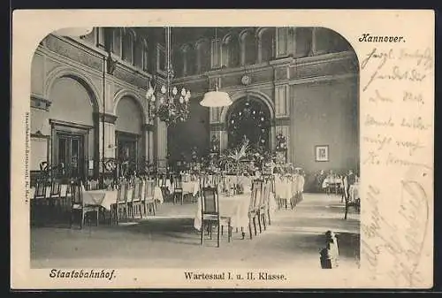 AK Hannover, Restaurant Wartesaal I. u. II. Klasse im Staatsbahnhof