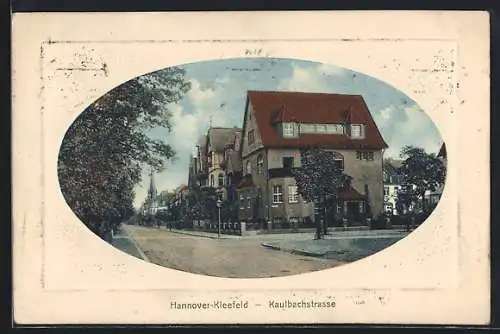 Präge-AK Hannover-Kleefeld, Kaulbachstrasse mit Bäumen