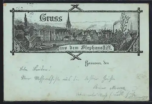 Lithographie Hannover, Blick auf den Stephansstift