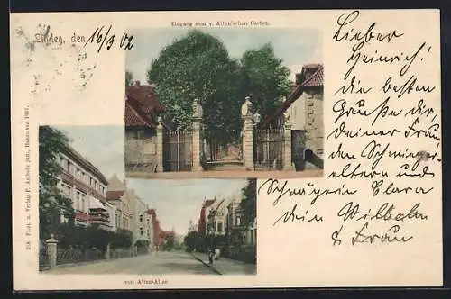 AK Hannover-Linden, Eingang zum v. Alten'schen Garten, von Alten-Allee