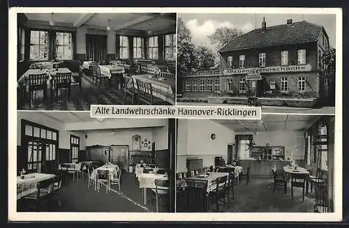 AK Hannover-Ricklingen, Gasthaus Alte Landwehrschänke von E. Eckardt, mit Innenansichten