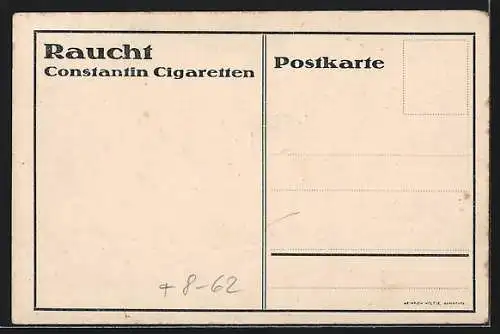 Künstler-AK Hannover, Die Cigarettenfabrik Constantin, Reklame