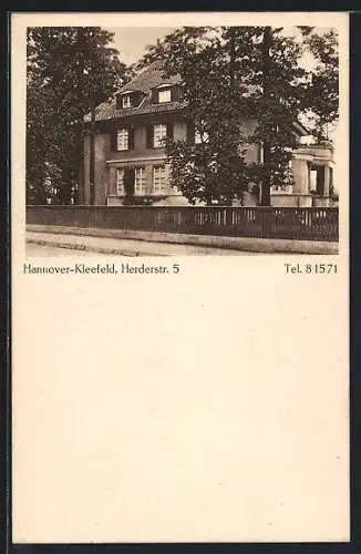 AK Hannover-Kleefeld, Haus in der Herderstrasse 5