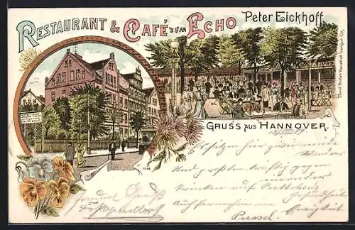 Lithographie Hannover, Restaurant & Cafe zum Echo von Peter Eickhoff