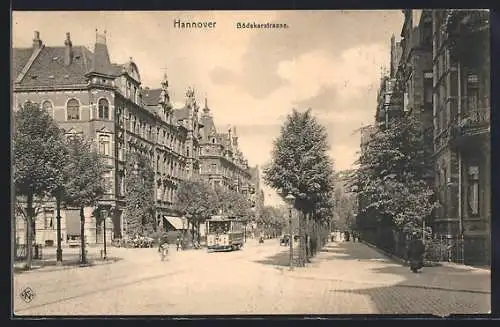 AK Hannover, Strassenbahn in der Bödekerstrasse