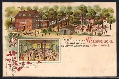 Lithographie Hannover-Eilenriede, Restaurant Waldfrische, Inh. Aug. Blessmann