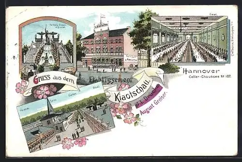 Lithographie Hannover, Restaurant Kiaotschau, Bes. J. L. Drücke, Celler-Chaussee 107