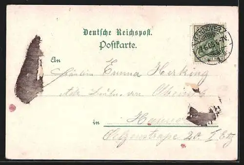 Lithographie Hannover, Restaurant mit Zimmerecke Bauerntisch, Herrenhäuser Allee, Casernements