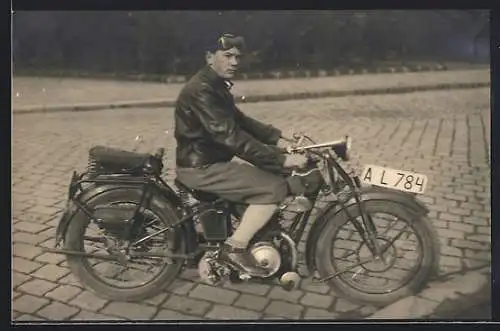 Foto-AK Motorrad mit Kennzeichen AL 784