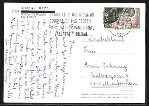 AK Playa de Palma /Mallorca, Hostal Raxa