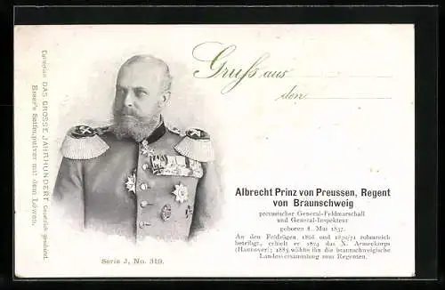 AK Porträt Prinz Albrecht von Preussen u. Braunschweig in Uniform