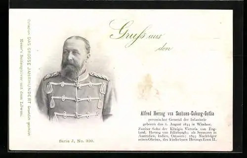 AK Alfred Herzog von Sachsen-Coburg-Gotha, Preussischer General der Infanterie