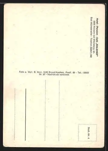AK Holzem / Effelsberg, Hotel-Pension Waldhof, Aussen- und Innenansichten