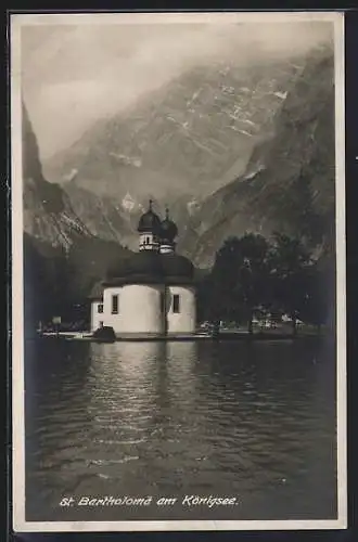 AK Königsee / Berchtesgaden, Seepartie mit St. Bartholomä