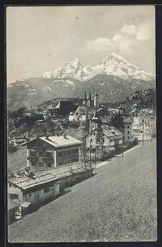 AK Berchtesgaden, Ortsansicht mit Watzmann