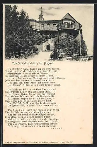 AK St. Gebhardsberg bei Bregenz, Ansicht mit Gedicht