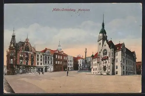 AK Mähr.-Schönberg, Gasthaus zum weissen Hund am Marktplatz