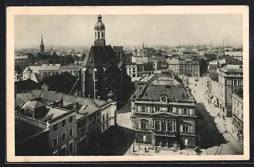 AK Troppau, Oberring mit Theater und Pfarrkirche