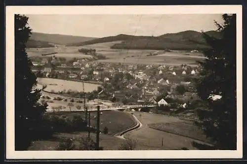 AK Jinetz, Gesamtansicht mit Brücke aus der Vogelschau