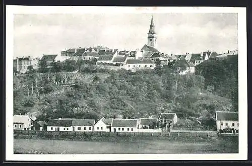 AK Jemnice, Ortsansicht mit Kirche